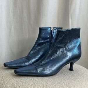 Zara Shimmering Blue Ankle Booties